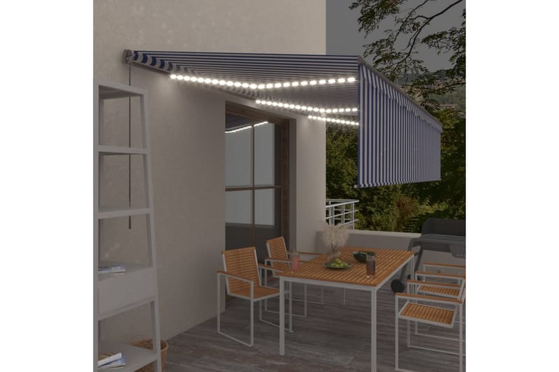 Käsin sisäänkelattava markiisi verhot/LED 6x3 m - Puutarhakalusteet - Aurinkosuoja - Markiisi