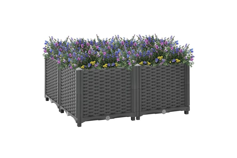 Korotettu kukkalaatikko 80x80x38 cm polypropeeni - Harmaa - Puutarhakalusteet - Aurinkosuoja - Markiisi
 - Terassimarkiisi
