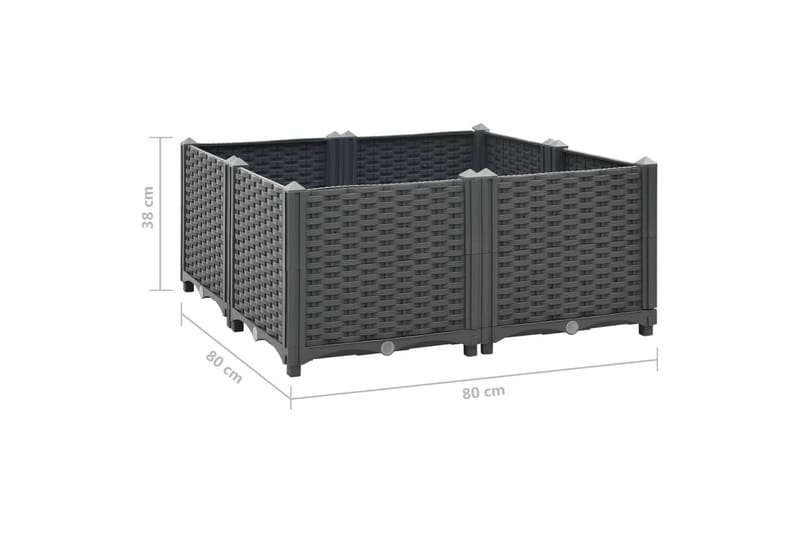 Korotettu kukkalaatikko 80x80x38 cm polypropeeni - Harmaa - Puutarhakalusteet - Aurinkosuoja - Markiisi
 - Terassimarkiisi