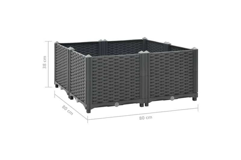 Korotettu kukkalaatikko 80x80x38 cm polypropeeni - Harmaa - Terassimarkiisi - Markiisi
 - Parvekemarkiisi - Ikkunatarvikkeet