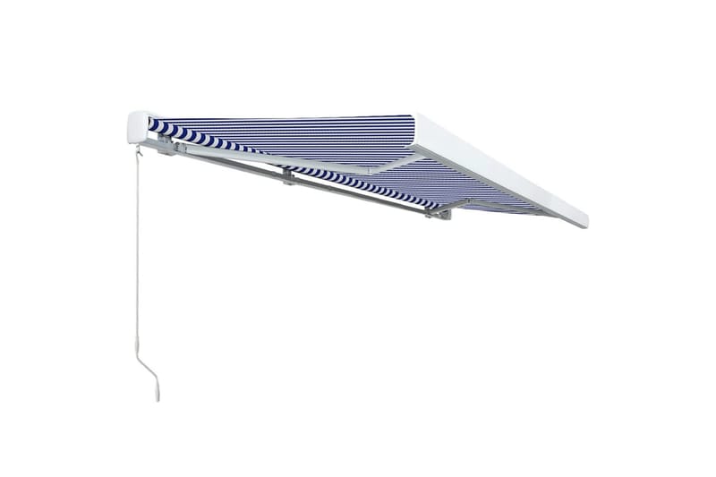 Manuaalinen kasettimarkiisi 500x300 cm sininen ja valkoinen - Puutarhakalusteet - Aurinkosuoja - Markiisi