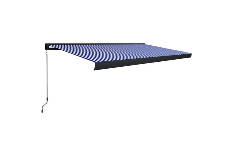 Manuaalinen kasettimarkiisi 500x300 cm sininen ja valkoinen - Puutarhakalusteet - Aurinkosuoja - Markiisi