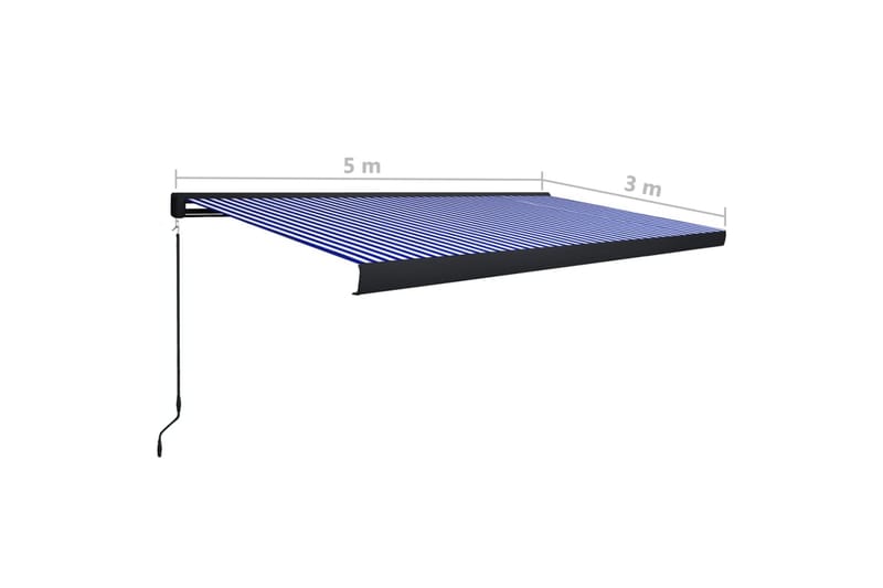 Manuaalinen kasettimarkiisi 500x300 cm sininen ja valkoinen - Puutarhakalusteet - Aurinkosuoja - Markiisi
