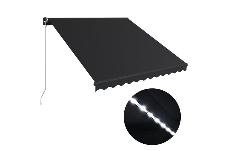 Manuaalisesti kelattava markiisi LEDillä 300x250cm - Harmaa - Puutarhakalusteet - Aurinkosuoja - Markiisi
 - Terassimarkiisi
