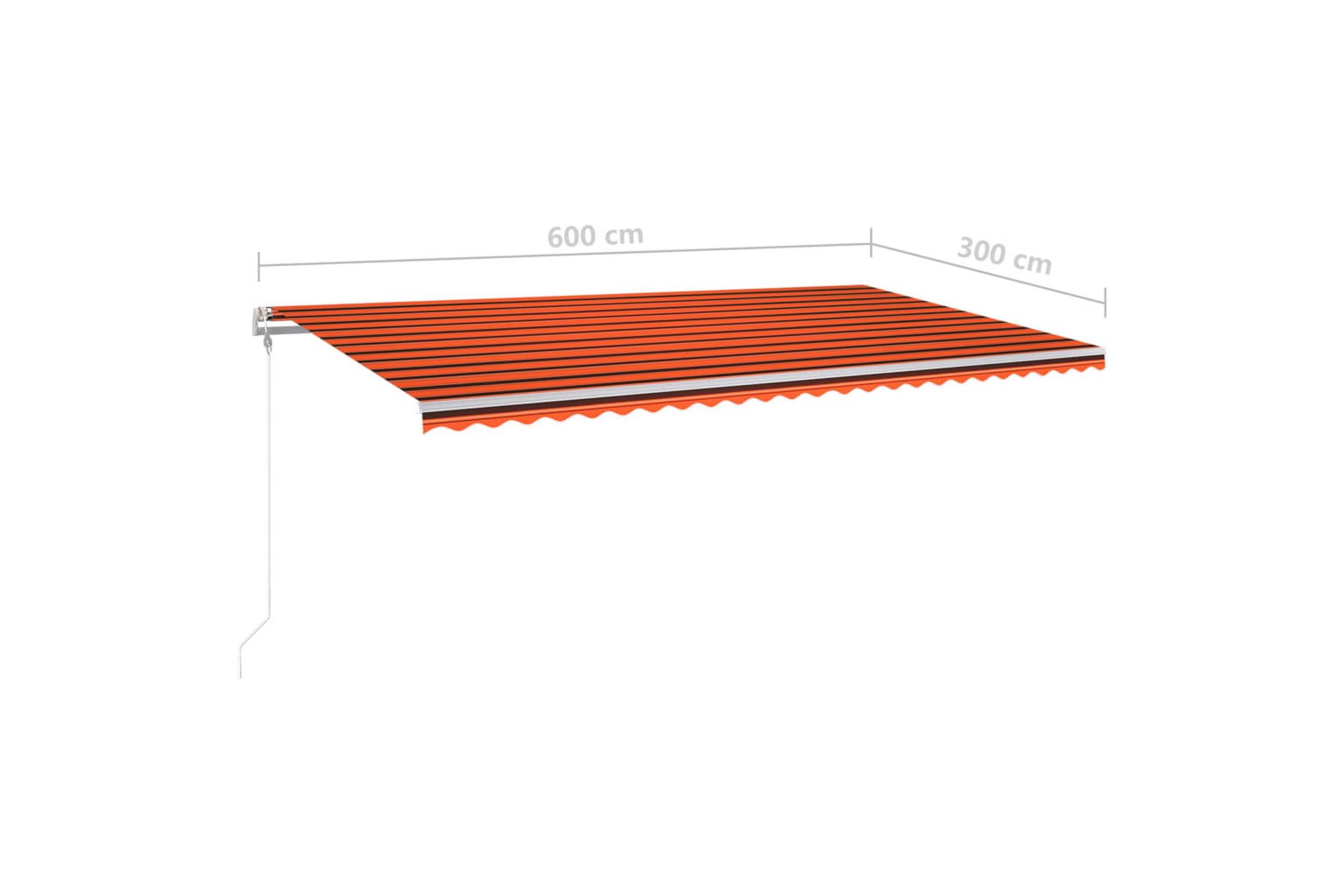 Manuaalisesti kelattava markiisi tolpilla 6x3 m - Oranssi - Puutarhakalusteet - Aurinkosuoja - Markiisi
 - Terassimarkiisi