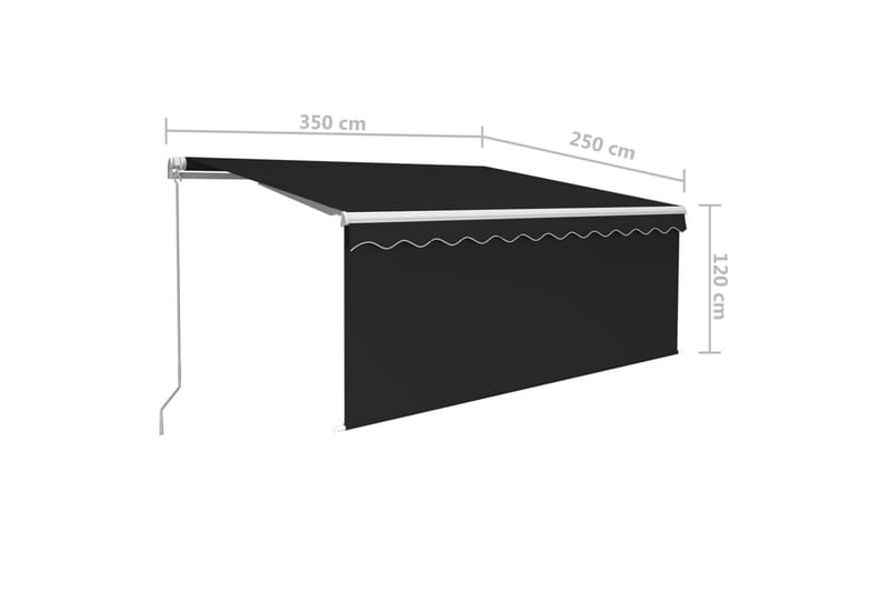 Manuaalisesti kelattava markiisi varjolla 3,5x2,5 m - Antrasiitti - Puutarhakalusteet - Aurinkosuoja - Markiisi
