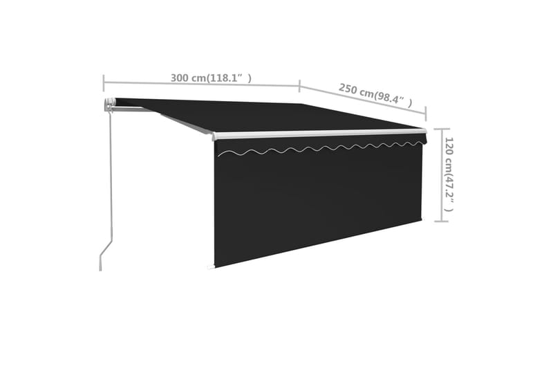 Manuaalisesti kelattava markiisi verhoilla 3x2,5 m - Puutarhakalusteet - Aurinkosuoja - Markiisi
