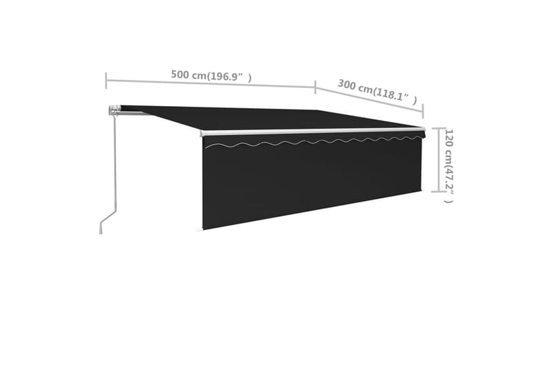 Manuaalisesti kelattava markiisi verhoilla 5x3 m antrasiitti - Puutarhakalusteet - Aurinkosuoja - Markiisi