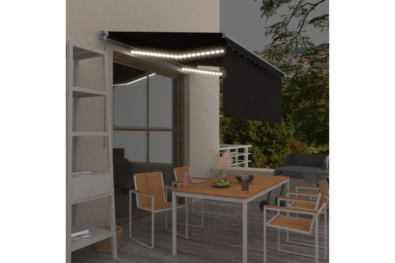 Manuaalisesti kelattava markiisi verho/LED 3,5x2,5m - Puutarhakalusteet - Aurinkosuoja - Markiisi
