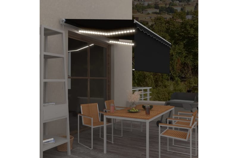 Manuaalisesti kelattava markiisi verho/LED 3x2,5 m - Puutarhakalusteet - Aurinkosuoja - Markiisi