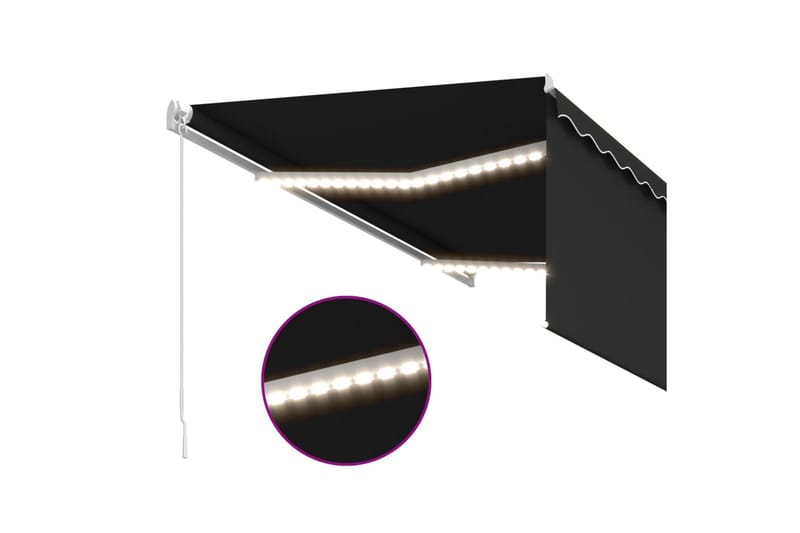 Manuaalisesti kelattava markiisi verho/LED 3x2,5 m - Puutarhakalusteet - Aurinkosuoja - Markiisi
