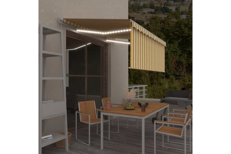 Manuaalisesti kelattava markiisi verho/LED 3x2,5 m - Puutarhakalusteet - Aurinkosuoja - Markiisi