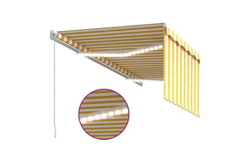 Manuaalisesti kelattava markiisi verho/LED 3x2,5 m - Puutarhakalusteet - Aurinkosuoja - Markiisi