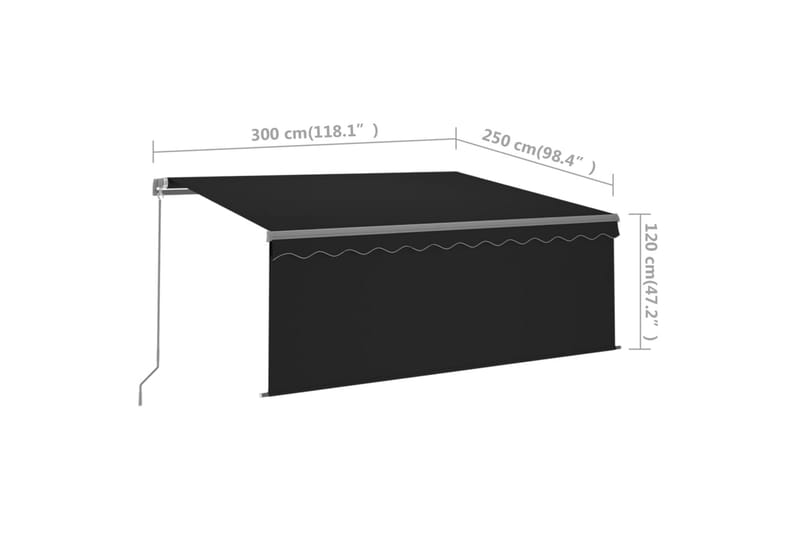 Manuaalisesti kelattava markiisi verho/LED 3x2,5 m - Puutarhakalusteet - Aurinkosuoja - Markiisi