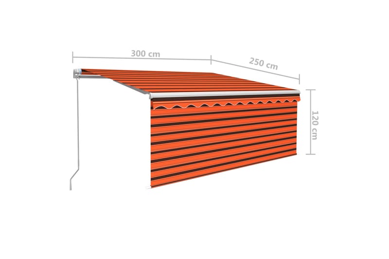 Manuaalisesti kelattava markiisi verho/LED 3x2,5m - Puutarhakalusteet - Aurinkosuoja - Markiisi