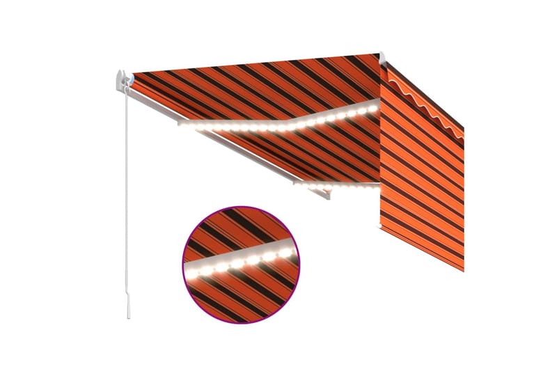 Manuaalisesti kelattava markiisi verho/LED 3x2,5m - Puutarhakalusteet - Aurinkosuoja - Markiisi