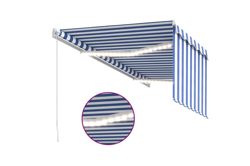 Manuaalisesti kelattava markiisi verho/LED 3x2,5m - Puutarhakalusteet - Aurinkosuoja - Markiisi
