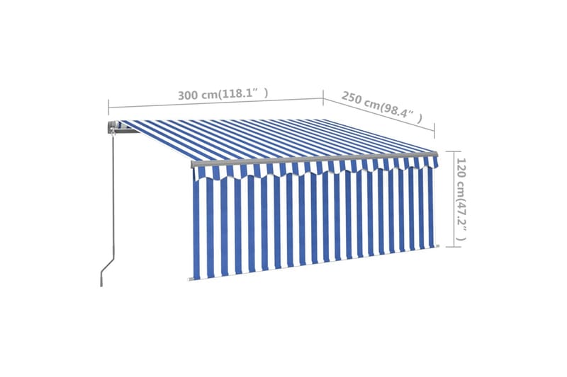 Manuaalisesti kelattava markiisi verho/LED 3x2,5m - Markiisi
 - Ikkunamarkiisi - Ikkunatarvikkeet