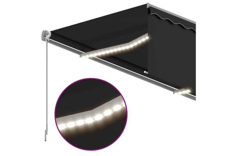 Manuaalisesti kelattava markiisi verho/LED 4,5x3 m - Antrasiitti - Puutarhakalusteet - Aurinkosuoja - Markiisi