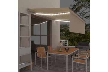 Manuaalisesti kelattava markiisi verho/LED 4,5x3 m kerma - Puutarhakalusteet - Aurinkosuoja - Markiisi