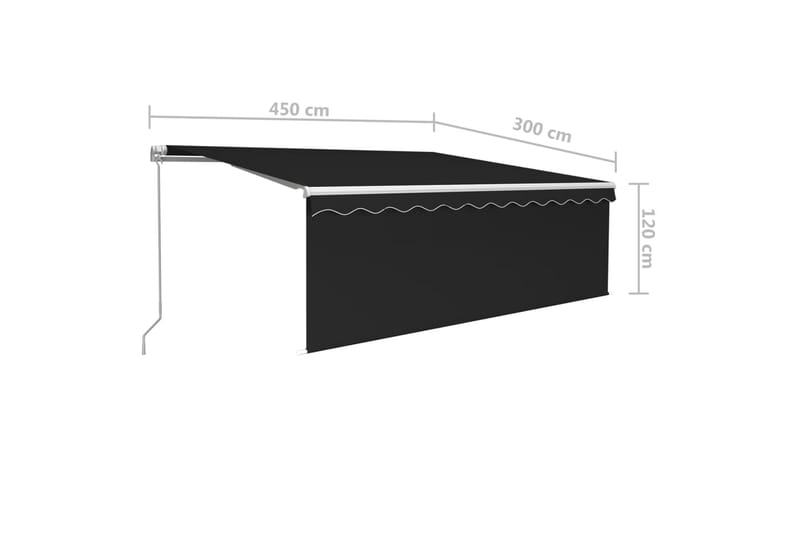 Manuaalisesti kelattava markiisi verho/LED 4,5x3 m - Puutarhakalusteet - Aurinkosuoja - Markiisi