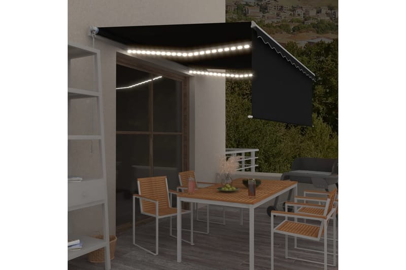 Manuaalisesti kelattava markiisi verho/LED 4,5x3 m - Puutarhakalusteet - Aurinkosuoja - Markiisi