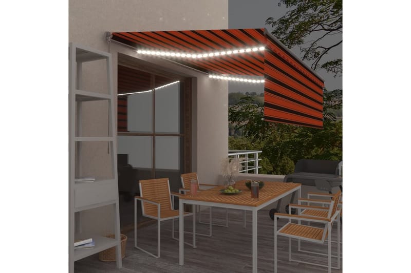 Manuaalisesti kelattava markiisi verho/LED 4,5x3m - Puutarhakalusteet - Aurinkosuoja - Markiisi
