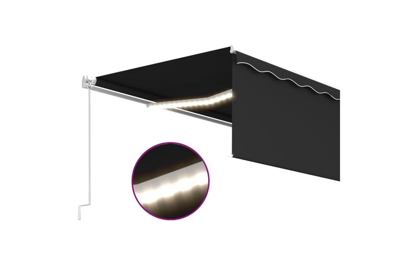 Manuaalisesti kelattava markiisi verho/LED 5x3 m antrasiitti - Puutarhakalusteet - Aurinkosuoja - Markiisi
