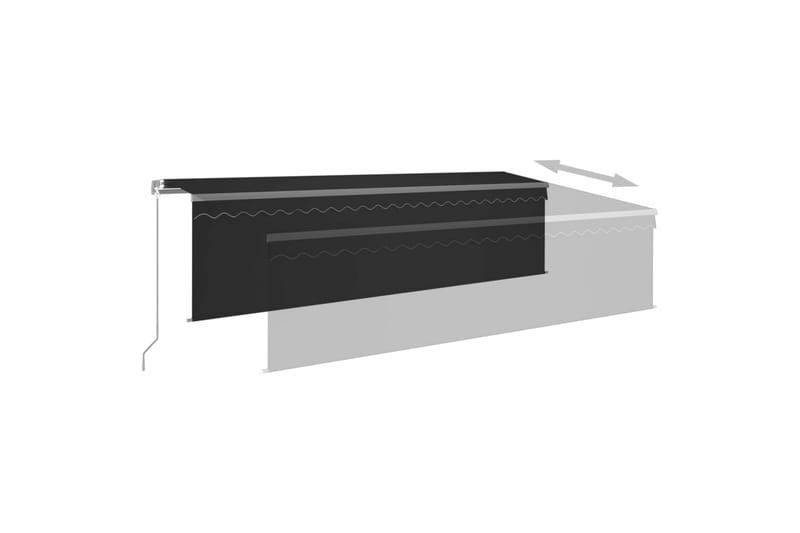 Manuaalisesti kelattava markiisi verho/LED 5x3 m antrasiitti - Puutarhakalusteet - Aurinkosuoja - Markiisi
