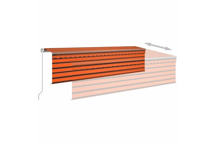 Manuaalisesti kelattava markiisi verho/LED 5x3 m oranssirusk - Oranssi - Terassimarkiisi - Markiisi
 - Parvekemarkiisi - Ikkunatarvikkeet