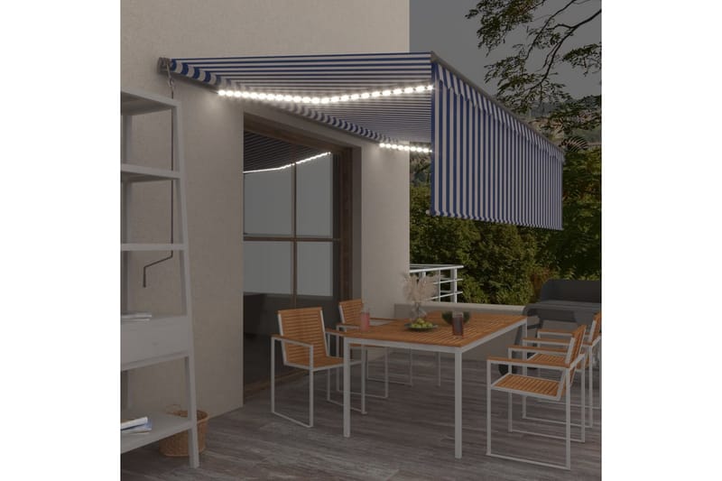 Manuaalisesti kelattava markiisi verho/LED 5x3 m - Puutarhakalusteet - Aurinkosuoja - Markiisi