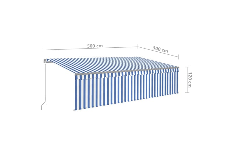 Manuaalisesti kelattava markiisi verho/LED 5x3 m - Puutarhakalusteet - Aurinkosuoja - Markiisi