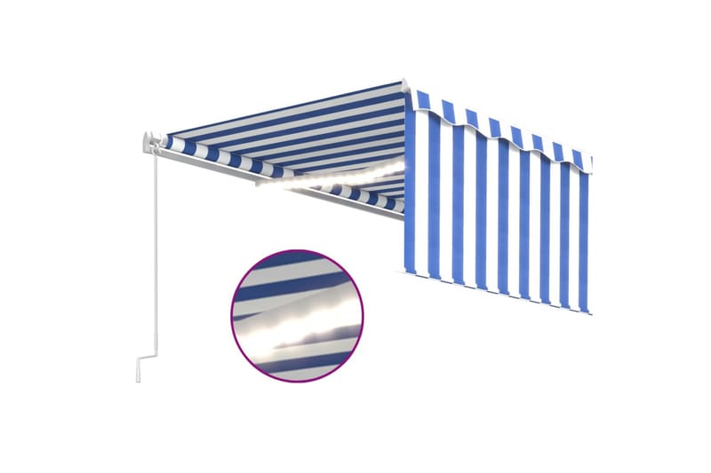 Manuaalisesti kelattava markiisi verho/LED 5x3 m - Puutarhakalusteet - Aurinkosuoja - Markiisi