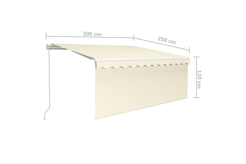Manuaalisesti kelattava markiisi verho/LEDit 3x2,5 m kerma - Puutarhakalusteet - Aurinkosuoja - Markiisi