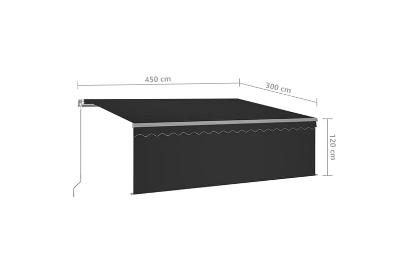 Manuaalisesti kelattava markiisi verholla 4,5x3 m - Antrasiitti - Puutarhakalusteet - Aurinkosuoja - Markiisi