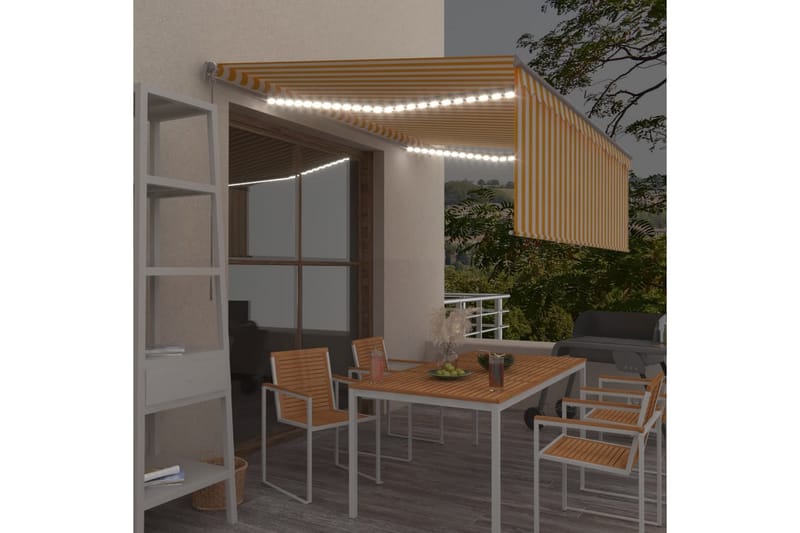 Manuaalisesti kelattava markiisi verhot/LED 4x3m - Puutarhakalusteet - Aurinkosuoja - Markiisi
