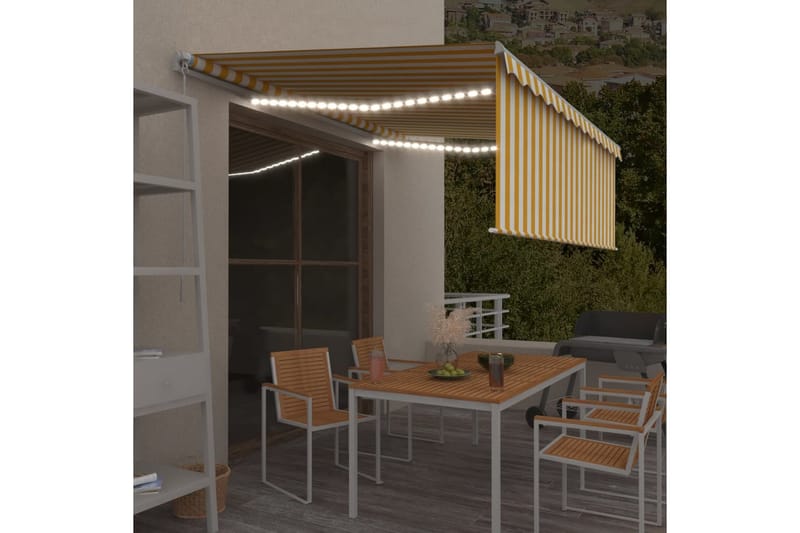 Manuaalisesti kelattava markiisi verhot/LED 4x3m - Puutarhakalusteet - Aurinkosuoja - Markiisi