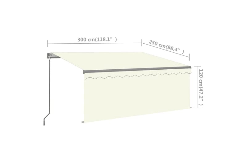 Manuaalisesti kelattava markiisi verhot/LEDit 3x2,5 m - Puutarhakalusteet - Aurinkosuoja - Markiisi