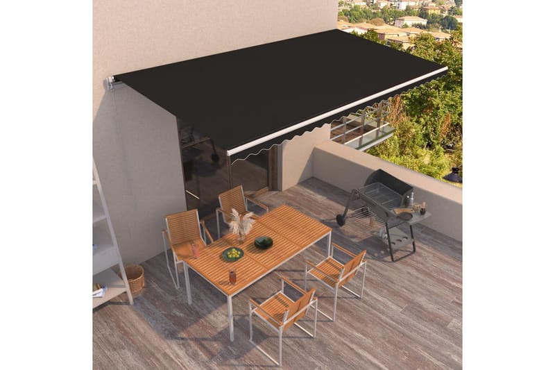 Manuaalisesti sisäänkelattava markiisi 600x350cm antrasiitti - Puutarhakalusteet - Aurinkosuoja - Markiisi
 - Terassimarkiisi