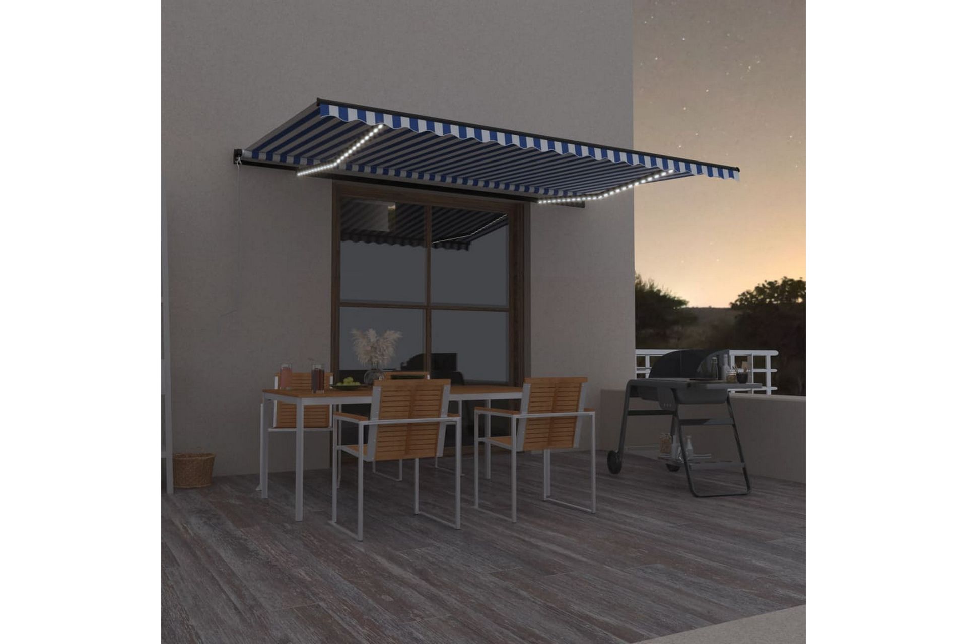 Manuaalisesti sisäänkelattava markiisi LED 500x350 cm - Puutarhakalusteet - Aurinkosuoja - Markiisi
 - Terassimarkiisi