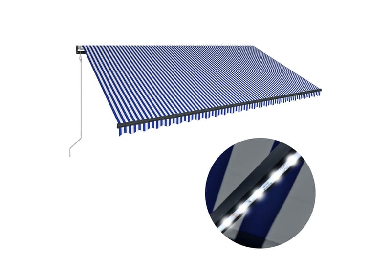 Markiisi tuulisensorilla & LED 600x300cm sininen & valkoinen - Sininen - Puutarhakalusteet - Aurinkosuoja - Markiisi
 - Terassimarkiisi
