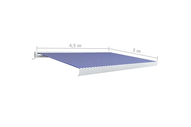Moottoroitu kasettimarkiisi 450x300 cm sininen ja valkoinen - Puutarhakalusteet - Aurinkosuoja - Markiisi
