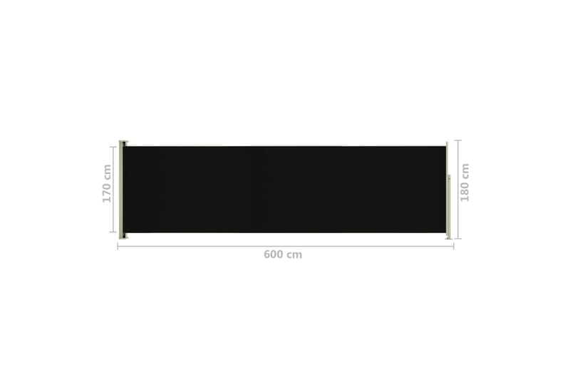 Terassin sisäänvedettävä sivumarkiisi 180x600 cm musta - Musta - Puutarhakalusteet - Aurinkosuoja - Markiisi
 - Parvekemarkiisi