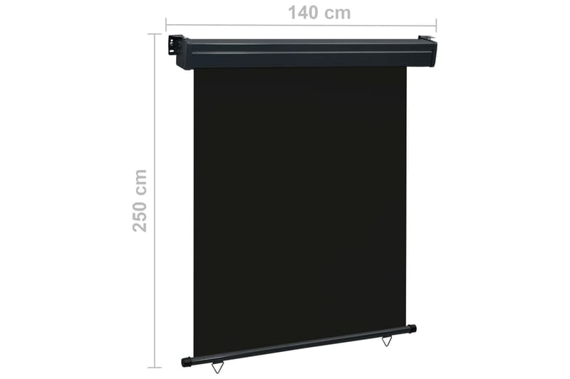 Parvekkeen sivumarkiisi 140x250 cm musta - Musta - Puutarhakalusteet - Aurinkosuoja - Markiisi