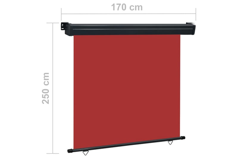 Parvekkeen sivumarkiisi 170x250 cm punainen - Punainen - Puutarhakalusteet - Aurinkosuoja - Markiisi