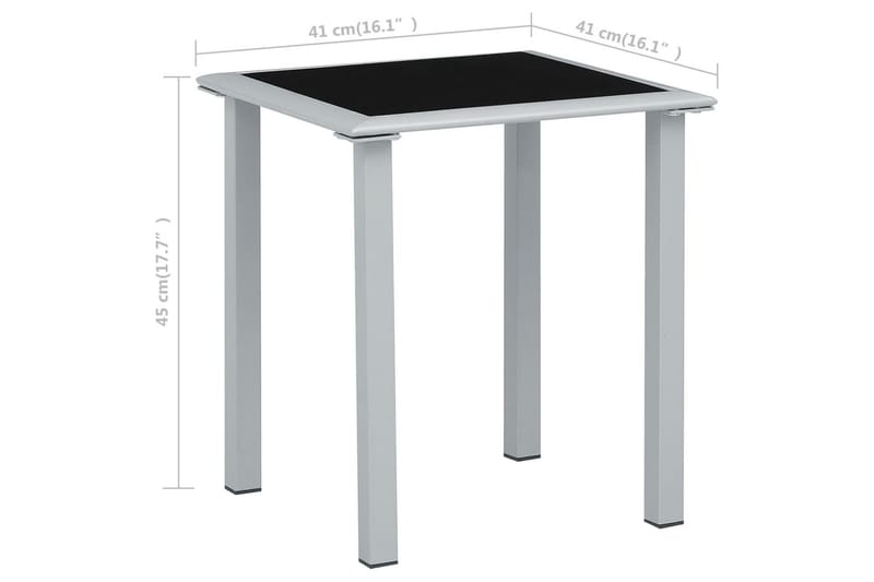 Puutarhapöytä musta ja hopea 41x41x45 cm teräs ja lasi - Hopea - Puutarhakalusteet - Aurinkosuoja - Markiisi
 - Terassimarkiisi