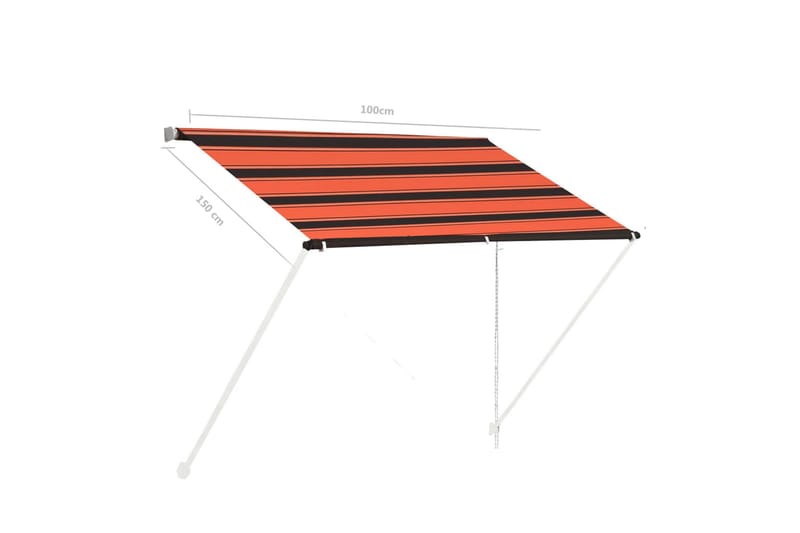 Sisäänkelattava markiisi 100x150 cm oranssi ja ruskea - Monivärinen - Puutarhakalusteet - Aurinkosuoja - Markiisi