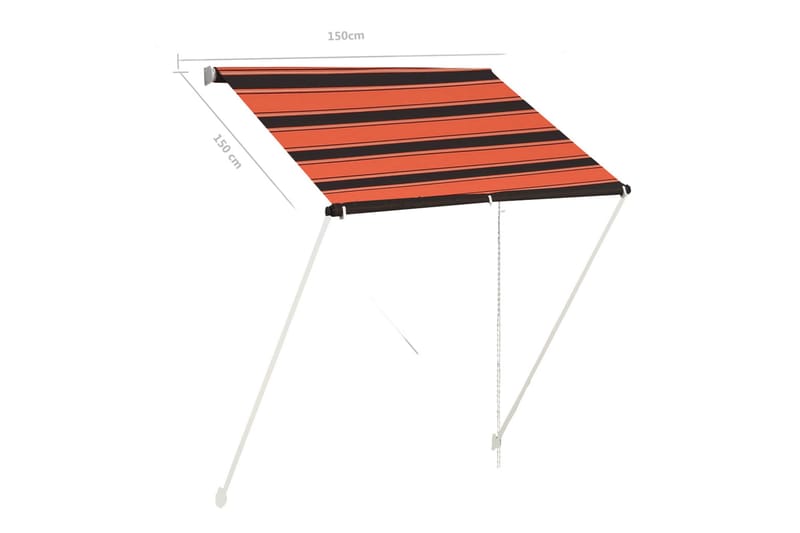 Sisäänkelattava markiisi 150x150 cm oranssi ja ruskea - Monivärinen - Puutarhakalusteet - Aurinkosuoja - Markiisi