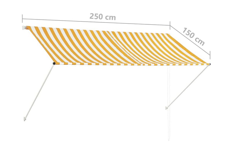Sisäänkelattava markiisi 250x150 cm keltainen ja valkoinen - Monivärinen - Puutarhakalusteet - Aurinkosuoja - Markiisi