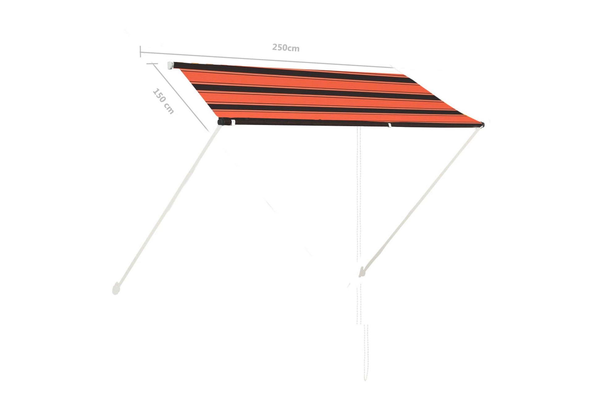 Sisäänkelattava markiisi 250x150 cm oranssi ja ruskea - Monivärinen - Puutarhakalusteet - Aurinkosuoja - Markiisi